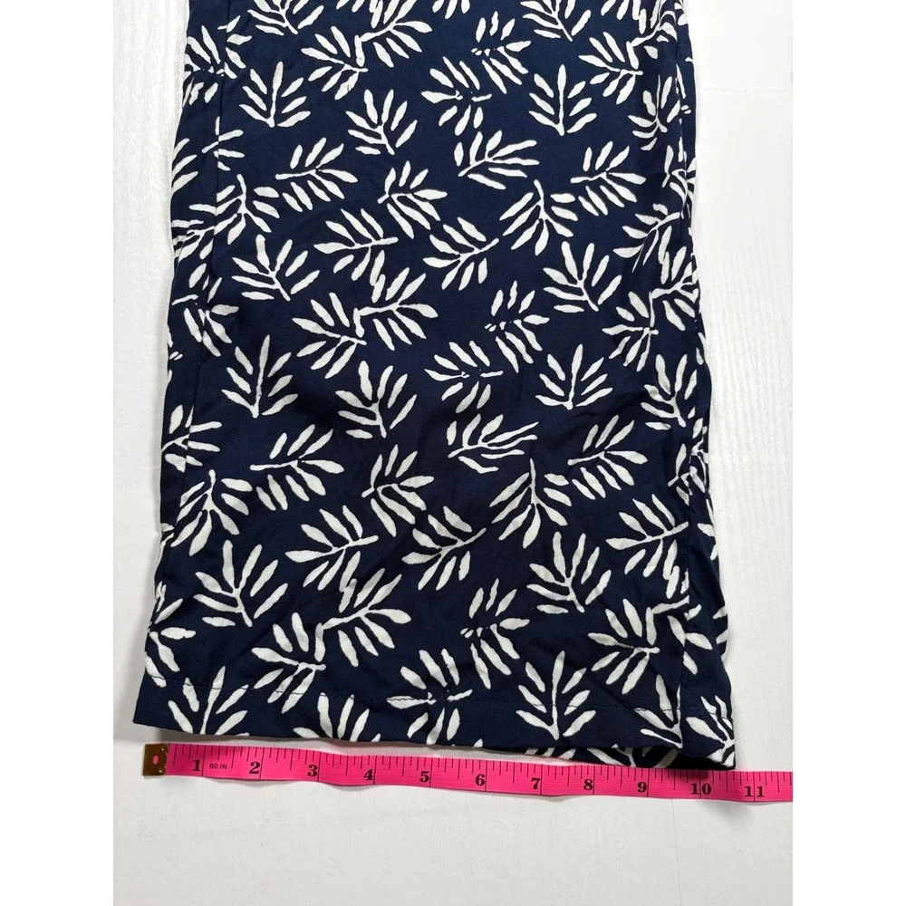Skemo Palm Pants Navy White Tropical Leaf Print Wide Leg Rayon XL NEW Beach Boho